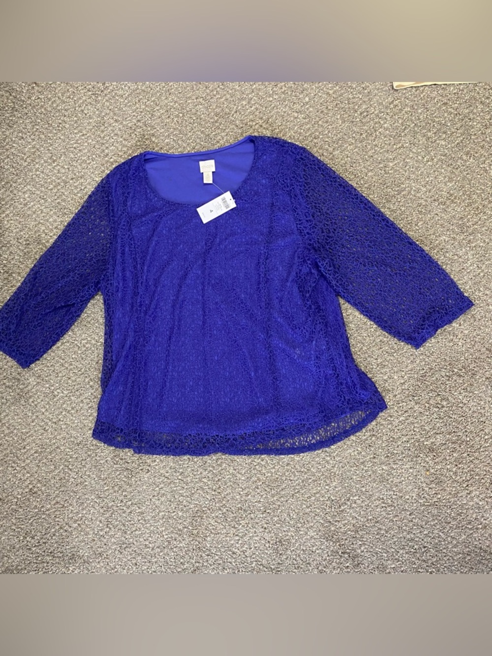 Chicos Purple Textured Lace Top Size 4 NWT